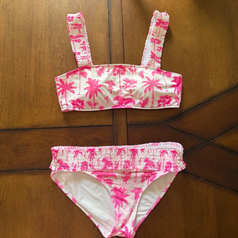 Vineyard Vines White Bikini with Hot Pink Palm Print